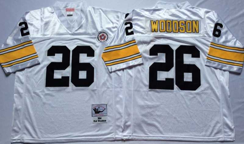 Steelers 26 Rod Woodson White M&N Throwback Jersey->nfl m&n throwback->NFL Jersey